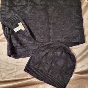 Michael Kors Black Scarf and Hat Set
